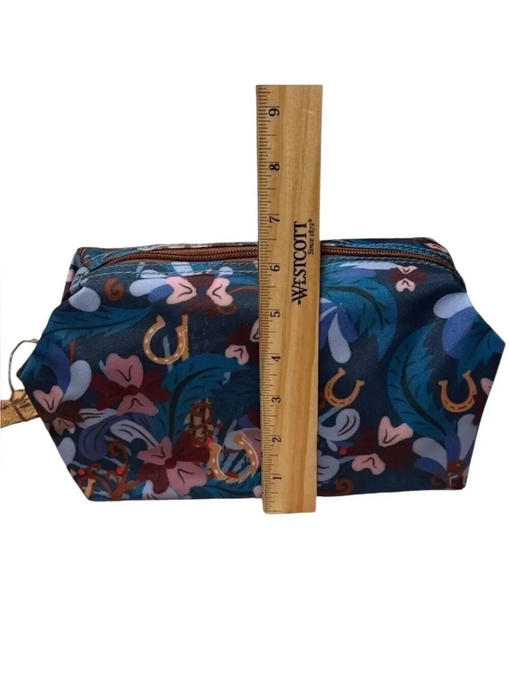 Catchfly Gold Horseshoe Cosmetic Pouch Bag NWT